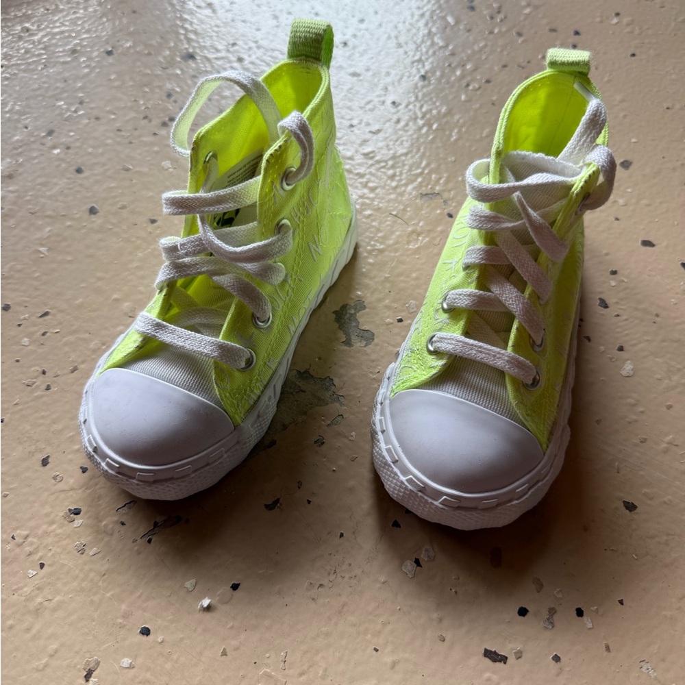 Kids Neon Green High-Top Sneakers